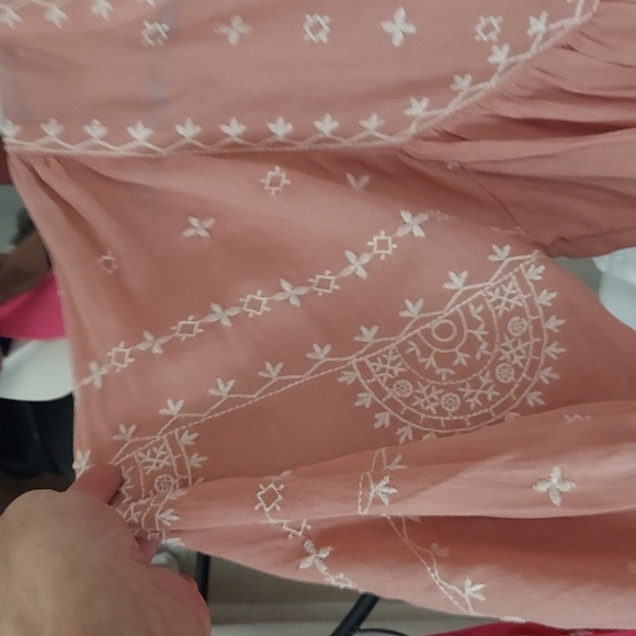 Lucky Brand Boho Embroidered Peasant Rose tunic  top Sz XS - Picture 7 of 9